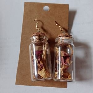 Handmade mini jar earrings with flowers